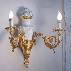 Casa Padrino lampada da parete doppia barocco di lusso oro / bianco A. 55 cm - Fatto in Italia Casa Padrino lampada da parete doppia barocco di lusso oro / bianco A. 55 cm - Fatto in Italia