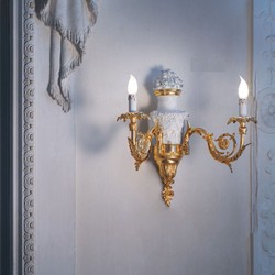 Casa Padrino lampada da parete doppia barocco di lusso oro / bianco A. 55 cm - Fatto in Italia Casa Padrino lampada da parete doppia barocco di lusso oro / bianco A. 55 cm - Fatto in Italia
