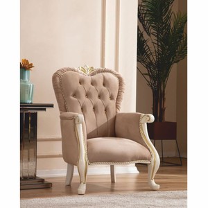Casa Padrino luxury baroque living room armchair light brown / white / gold - Baroque style furniture