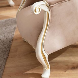 Casa Padrino sillón de salón barroco de lujo marrón claro / blanco / oro - Muebles estilo barroco
