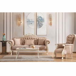 Casa Padrino sillón de salón barroco de lujo marrón claro / blanco / oro - Muebles estilo barroco