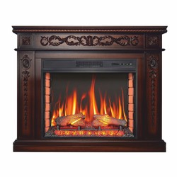 Casa Padrino cheminée électrique baroque LED marron foncé 113 x 31 x H. 92,2 cm - Meubles baroques