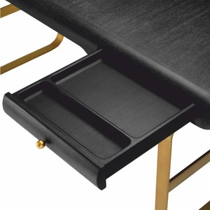 Casa Padrino Luxus Schreibtisch mit 2 Schubladen Schwarzgrau / Messing 165 cm - Büro Möbel