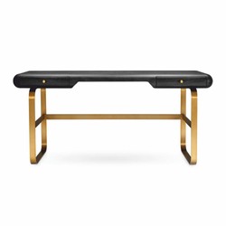 Casa Padrino scrivania di lusso con 2 cassetti nero grigio / ottone 165 cm - Mobili per ufficio
