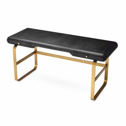 Casa Padrino scrivania di lusso con 2 cassetti nero grigio / ottone 165 cm - Mobili per ufficio