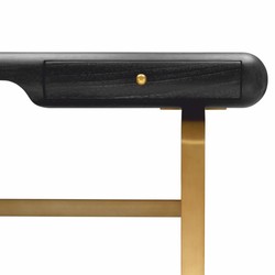 Casa Padrino scrivania di lusso con 2 cassetti nero grigio / ottone 165 cm - Mobili per ufficio