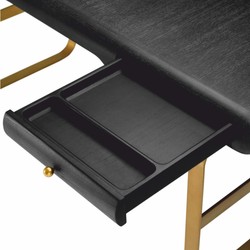 Casa Padrino scrivania di lusso con 2 cassetti nero grigio / ottone 165 cm - Mobili per ufficio