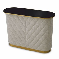 Casa Padrino comptoir de bar de luxe avec plateau en verre crème blanc / noir / laiton 140 cm - Meubles de bar