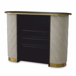 Casa Padrino comptoir de bar de luxe avec plateau en verre crème blanc / noir / laiton 140 cm - Meubles de bar