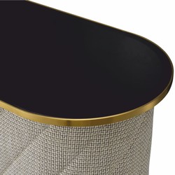 Casa Padrino comptoir de bar de luxe avec plateau en verre crème blanc / noir / laiton 140 cm - Meubles de bar