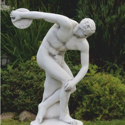 Casa Padrino scultura Art Nouveau del giardino lanciatore di dischi bianco / grigio A. 93 cm