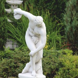 Casa Padrino scultura Art Nouveau del giardino lanciatore di dischi bianco / grigio A. 93 cm