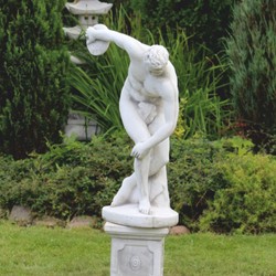 Casa Padrino scultura Art Nouveau del giardino lanciatore di dischi bianco / grigio A. 93 cm