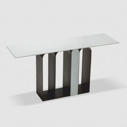 Casa Padrino consola de lujo de metal con tapa de mármol latón antiguo / blanco 150 cm