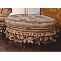 Casa Padrino luxury baroque stool white / gray / brown Ø 105 cm - Baroque furniture - Made in Italy