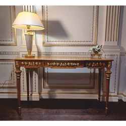 Casa Padrino consola barroco de lujo de madera maciza marrón / oro 130 cm - Muebles barrocos - Hecho en Italia