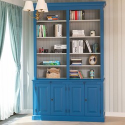 Casa Padrino armadio per libri stile country blu / grigio 159 x 51 x A. 244 cm - Mobili in stile country Casa Padrino armadio per libri stile country blu / grigio 159 x 51 x A. 244 cm - Mobili in stile country