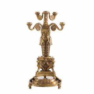 Casa Padrino Luxus Barock Kerzenhalter im ägyptischen Stil Antik Messing H. 52,5 cm