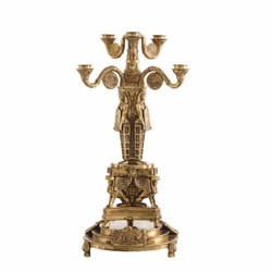 Casa Padrino portacandele barocco di lusso in stile egiziano ottone antico A. 52,5 cm