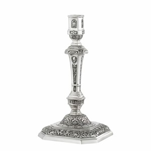 Casa Padrino Luxus Barock Kerzenständer im französischen Stil Antik Silber H. 24,5 cm