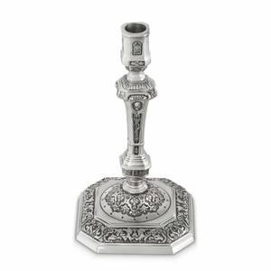Casa Padrino Luxus Barock Kerzenständer im französischen Stil Antik Silber H. 24,5 cm