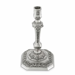 Casa Padrino porte-bougie baroque de luxe de style français argent antique H. 24,5 cm