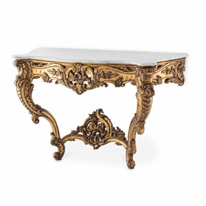 Casa Padrino console baroque de luxe en acajou avec plateau en marbre or antique / blanc 125 cm