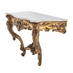 Casa Padrino Luxury Baroque Mahogany Console with Marble Top Antique Gold / White 125 cm