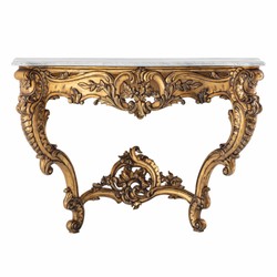 Casa Padrino Luxury Baroque Mahogany Console with Marble Top Antique Gold / White 125 cm