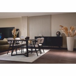 Casa Padrino ensemble de salle à manger de luxe noir / blanc - 1 Table à manger et 6 chaises de salle à manger