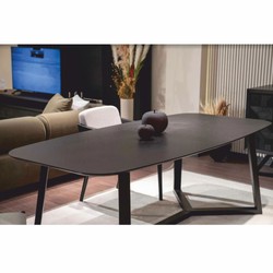 Casa Padrino ensemble de salle à manger de luxe noir / blanc - 1 Table à manger et 6 chaises de salle à manger