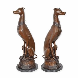 Casa Padrino ensemble de sculptures décoratives en bronze Art Nouveau lévriers H. 75 cm - Figurines en bronze