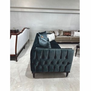 Casa Padrino Luxus Art Deco Samt Sofa Dunkelgrün / Dunkelbraun 235 cm - Wohnzimmer Möbel