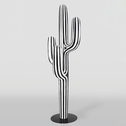 Casa Padrino XXL decorative cactus white / black H. 195 cm - Garden decoration
