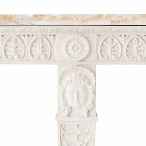 Casa Padrino Luxus Barock Mahagoni Konsole mit Marmorplatte Antik Weiß / Weiß 214 cm