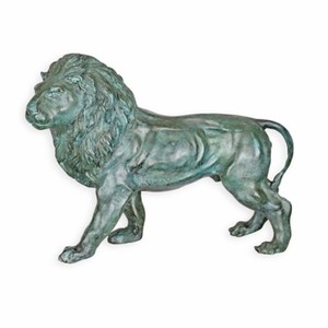 Casa Padrino escultura decorativa de bronce león lado derecho turquesa / gris 32,7 cm - Decoración de escritorio