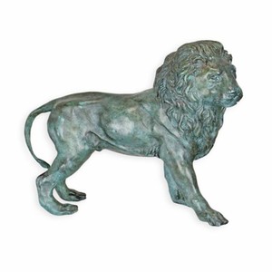 Casa Padrino escultura decorativa de bronce león lado izquierdo turquesa / gris 34 cm - Decoración de escritorio