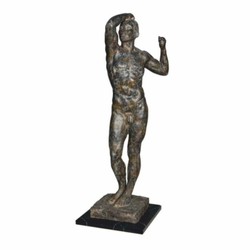 Große Bronze Deko Skulptur Figur Mann Braun Schwarz