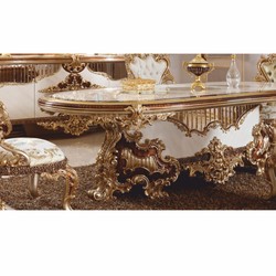 Prunkvolles Luxus Barock Esszimmer Stuhl 6er Set Weiß Grün Bunt Braun Gold