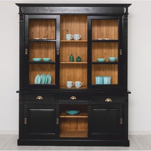Casa Padrino Landhausstil Esszimmer Schrank Schwarz / Braun 180 x 51 x H. 220 cm