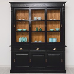 Casa Padrino armario de comedor de estilo campestre negro / marrón 180 x 51 x A. 220 cm Casa Padrino armario de comedor de estilo campestre negro / marrón 180 x 51 x A. 220 cm