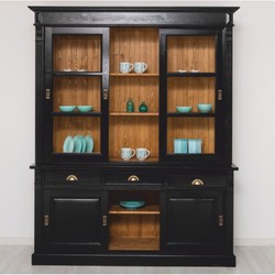 Casa Padrino armario de comedor de estilo campestre negro / marrón 180 x 51 x A. 220 cm Casa Padrino armario de comedor de estilo campestre negro / marrón 180 x 51 x A. 220 cm