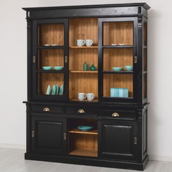 Casa Padrino armario de comedor de estilo campestre negro / marrón 180 x 51 x A. 220 cm Casa Padrino armario de comedor de estilo campestre negro / marrón 180 x 51 x A. 220 cm
