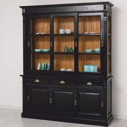 Casa Padrino armario de comedor de estilo campestre negro / marrón 180 x 51 x A. 220 cm Casa Padrino armario de comedor de estilo campestre negro / marrón 180 x 51 x A. 220 cm