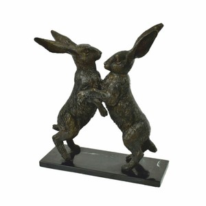 Luxus Deko Bronze Skulptur Figur Hasen