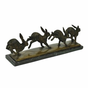 Casa Padrino Luxus Deko Bronze Skulptur Hasen 56 cm - Deko Accessoires