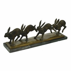 Luxus Deko Bronze Skulptur Figur Hasen
