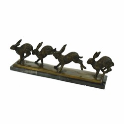 Luxus Deko Bronze Skulptur Figur Hasen