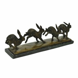 Luxus Deko Bronze Skulptur Figur Hasen