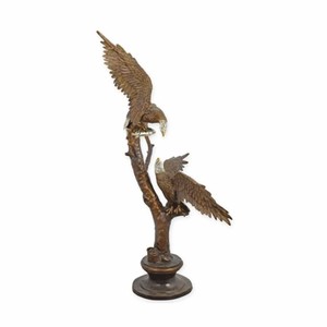 Casa Padrino sculpture décorative de luxe en bronze 2 aigles sur une branche H. 159 cm - Grande figurine en bronze